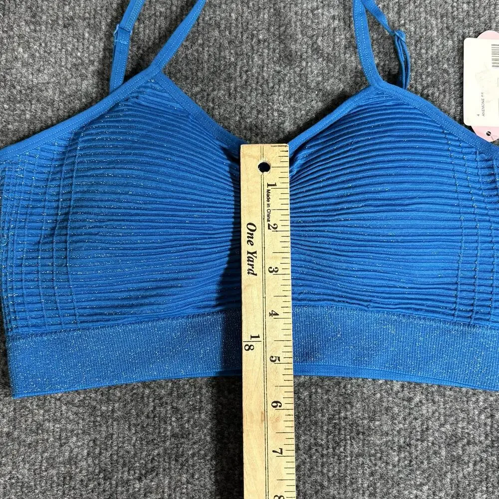 Anemone Bra Womens One Size Blue Glitter Seamless Stretch Wireless Bralette New